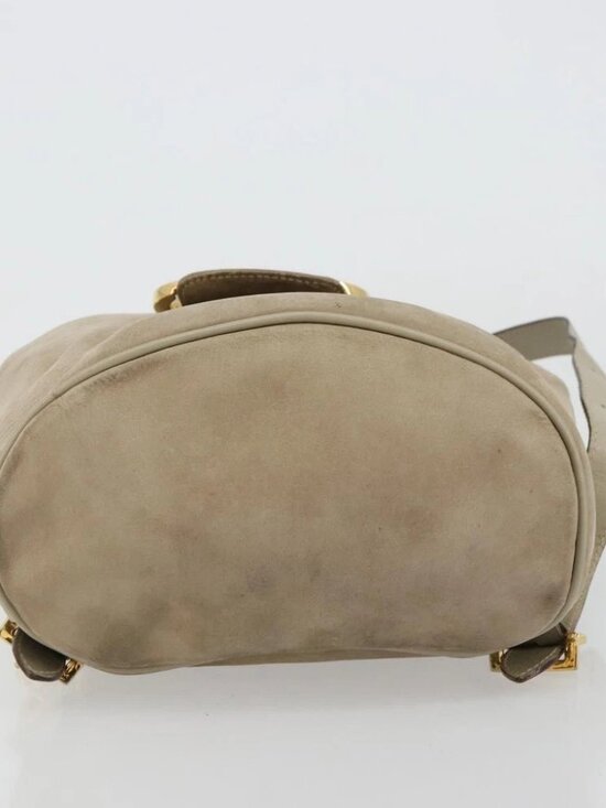 Salvatore Ferragamo Gancini Backpack Suede Gray Gold Auth 179844 main image 6